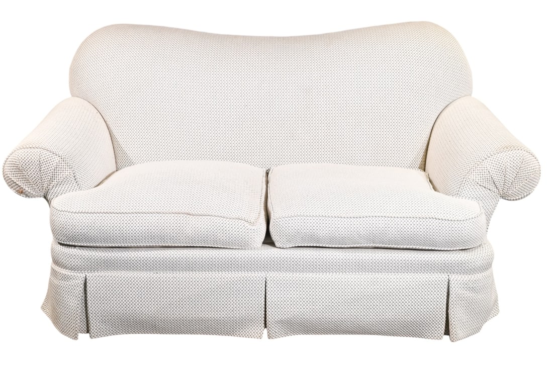 Modern Custom Upholstered Skirted Love Seat (1 of 10)