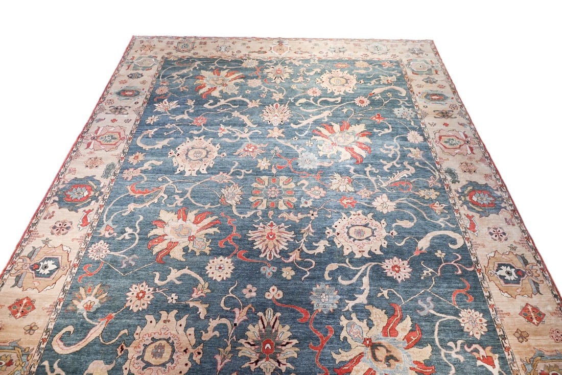 Egyptian Sultabad Hand Woven Blue/Tobacco Carpet (1 of 11)