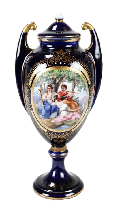 Antique Sevres Style Footed Hand Painted Urn (1 of 10)