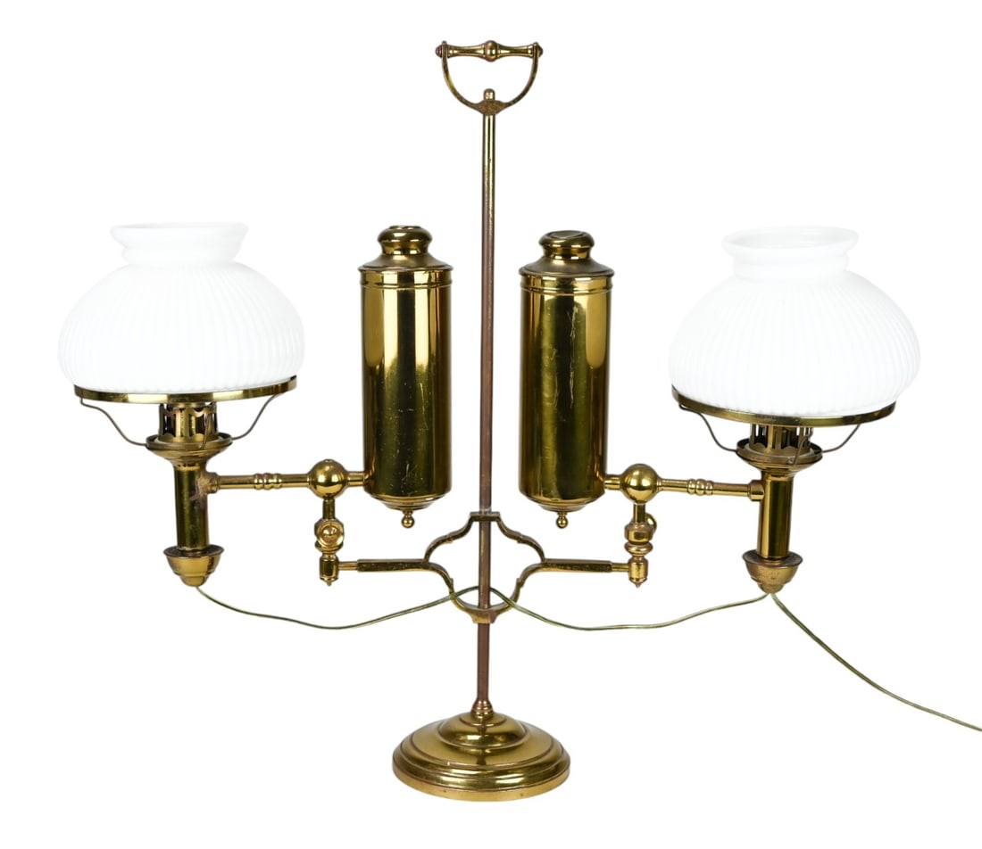 Antique Victorian Brass Student Lamp Converted (1 of 9)