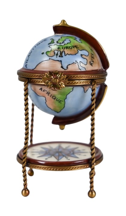 Limoges France Porcelain Globe Form Trinket Box (1 of 8)