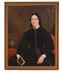 Joseph Manning 19th C Oil Painting Portrait Woman