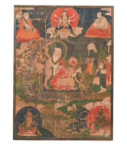 Antique 19th C Tibetan Thangka Shakyamuni Buddha