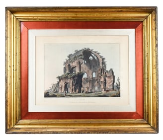 18th C Engraving M. Dubourgh Temple of Minerva