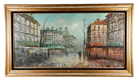 P.G. Tiele 1960's Signed Oil Painting Paris Street