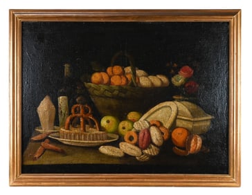 Mid C Oil Painting Still Life of Table Top Framed