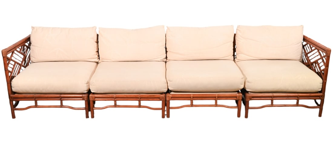 Brown Jordan Bamboo Sofa with Cushions (1 of 14)
