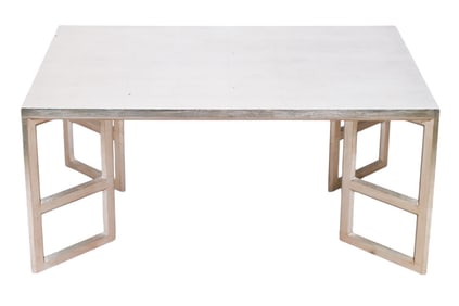 Modern Coralee Beveled Leg Silver Coffee Table