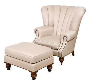 Lillian August Upholstered Wingback and Ottoman
