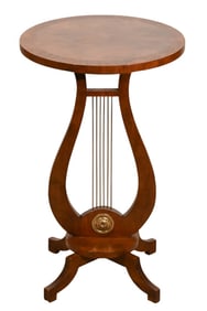 Baker Hand Carved Lyre Round Side Table