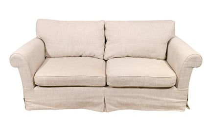 Contemporary Upholstered Down Filled Love Seat