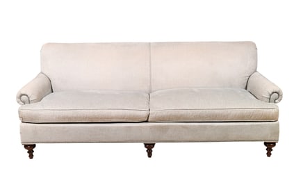 Mid Century Custom Upholstered Flax Linen Sofa