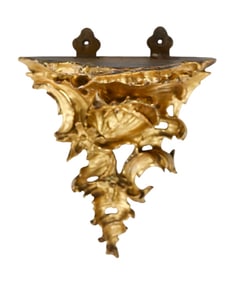Baroque Style Single Hand Carved Gilt Wall Bracket