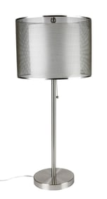 Modern Chrome Tone Table Lamp w Double Shade