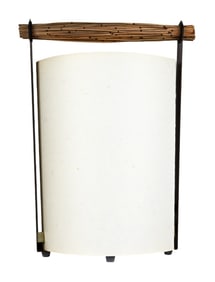 Naguchi Style Paper, Straw & Wrought Iron Lamp