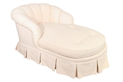 Custom Upholstered Skirted Channel Back Chaise