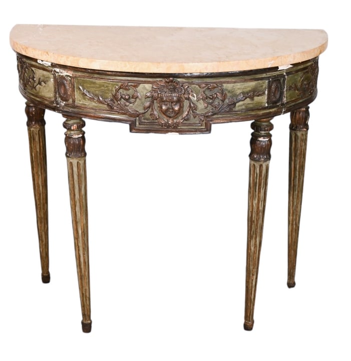 18th C Italian Carved Painted Gesso Demilune Table (1 of 15)
