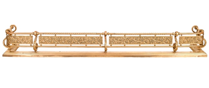 19th Century Neoclassical Brass Fireplace Fender