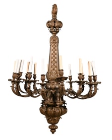 Antique Patinated Bronze 18 Light Chandelier