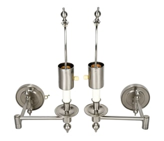 2 Hinson Matte Nickel Tone Swing Arm Wall Sconces