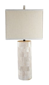 Vesta Quartz Tile Column Form Table Lamp w Shade