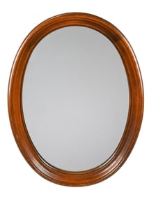 Vintage Oval Mirror with Wood Frame