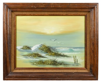 Remington Signed Mid Century Painting Sea Scape