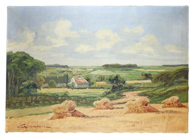 Hilbert Jensen Signed Oil Painting Farm Landscape