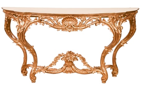 19th C. Italian Fine Carved Gilt Console Table
