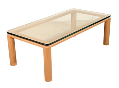 Mid Century Metal Base Glass Top Coffee Table