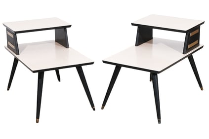 Pair Mid Century Side Tables / Phone Tables