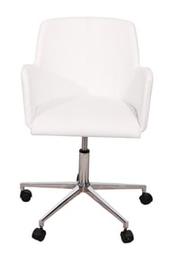 Faux white Leather Swivel Office Chair