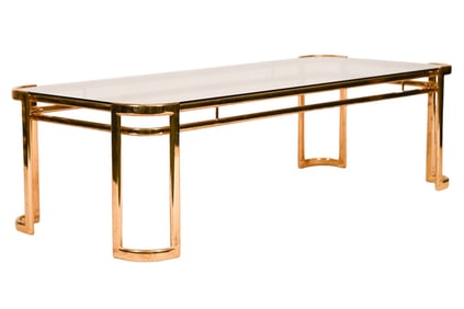 Mid Century Brass and Smoked Glass Coffee Table
