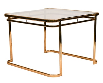 Mid Century Brass and Smoked Glass Side Table