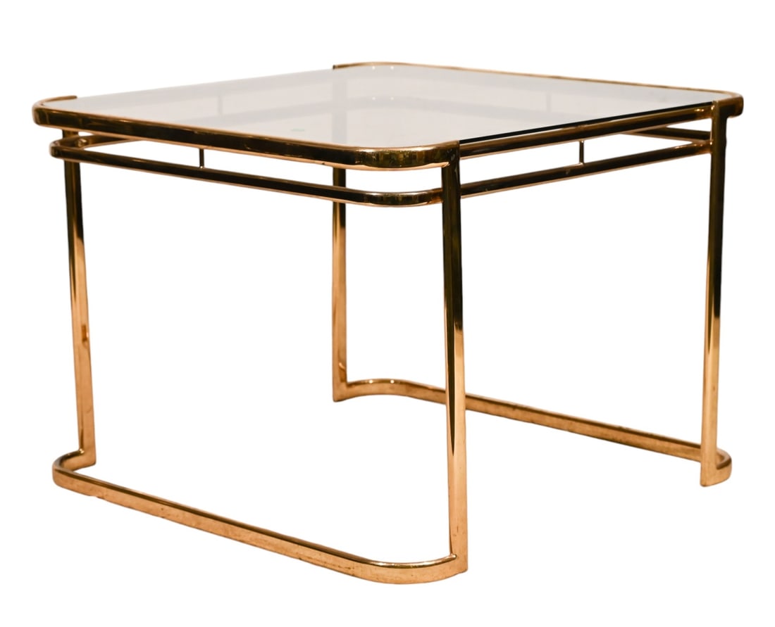 Mid Century Brass and Smoked Glass Side Table (1 of 9)