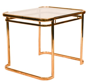 Mid Century Brass and Smoked Glass Side Table