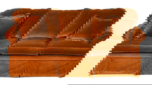 Mid Century Cotton Velvet Upholstered Sofa / Couch