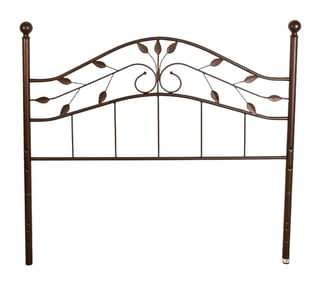 Metal Bed Frame with Leaf Motif