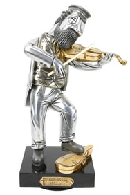 Frank Meisler Mixed Metal Signed Sculpture Fiddler