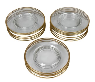 19 Clear Glass Gold Rim Dinner Plates
