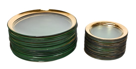 15 Mexican Glass w Gold Rim Dinner & Cake Plates