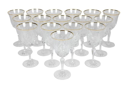 16 Rogaska Crystal Gold Rim Wine Glass Stemware