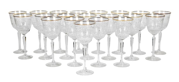 20 Lenox Crystal Gold Rim Wine Glasses Stemware