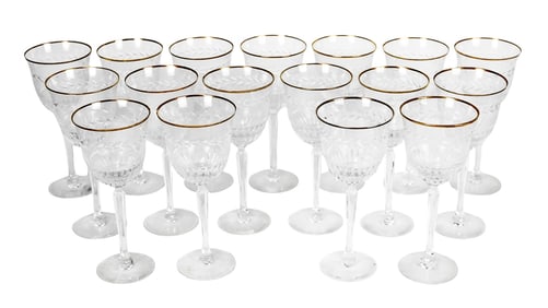 17 Lenox Crystal Gold Rim Wine Glasses Stemware