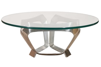 Knut Hesterberg Aluminum Round Glass Coffee Table
