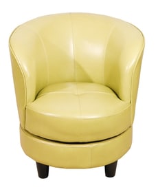 MC Grandin Road Leather Upholstered Swivel Chair
