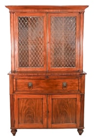 Federal Style Brass Mounted Bookcase Secretary