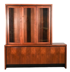 Modern Dillingham Teak Walnut China Cabinet