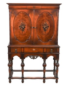 Antique French Carved Marquetry Cabinet