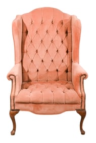 Chesterfield Style Carved Tufted Wingback Chair
